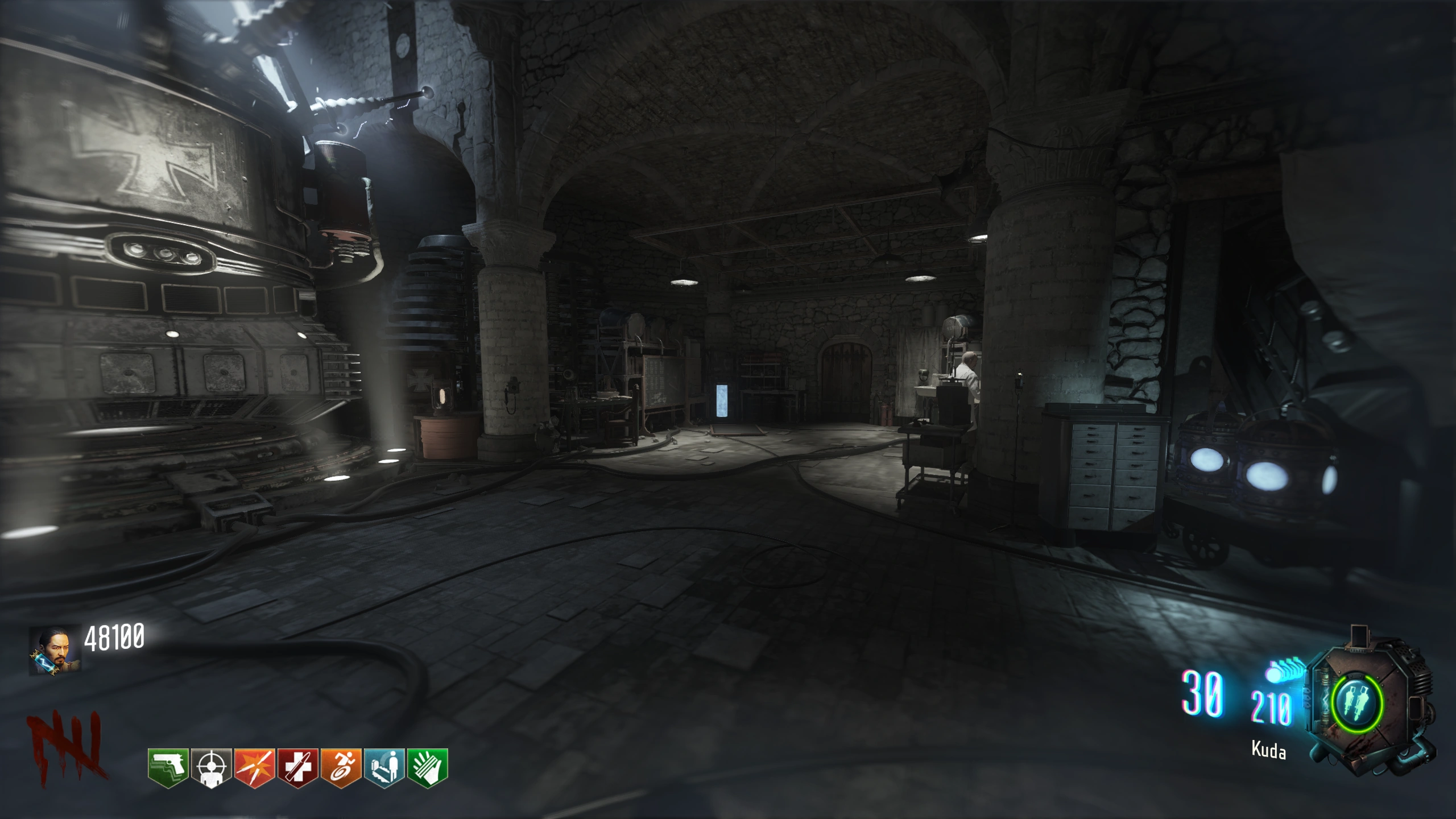 Collect the blue canister on the opposite side.
