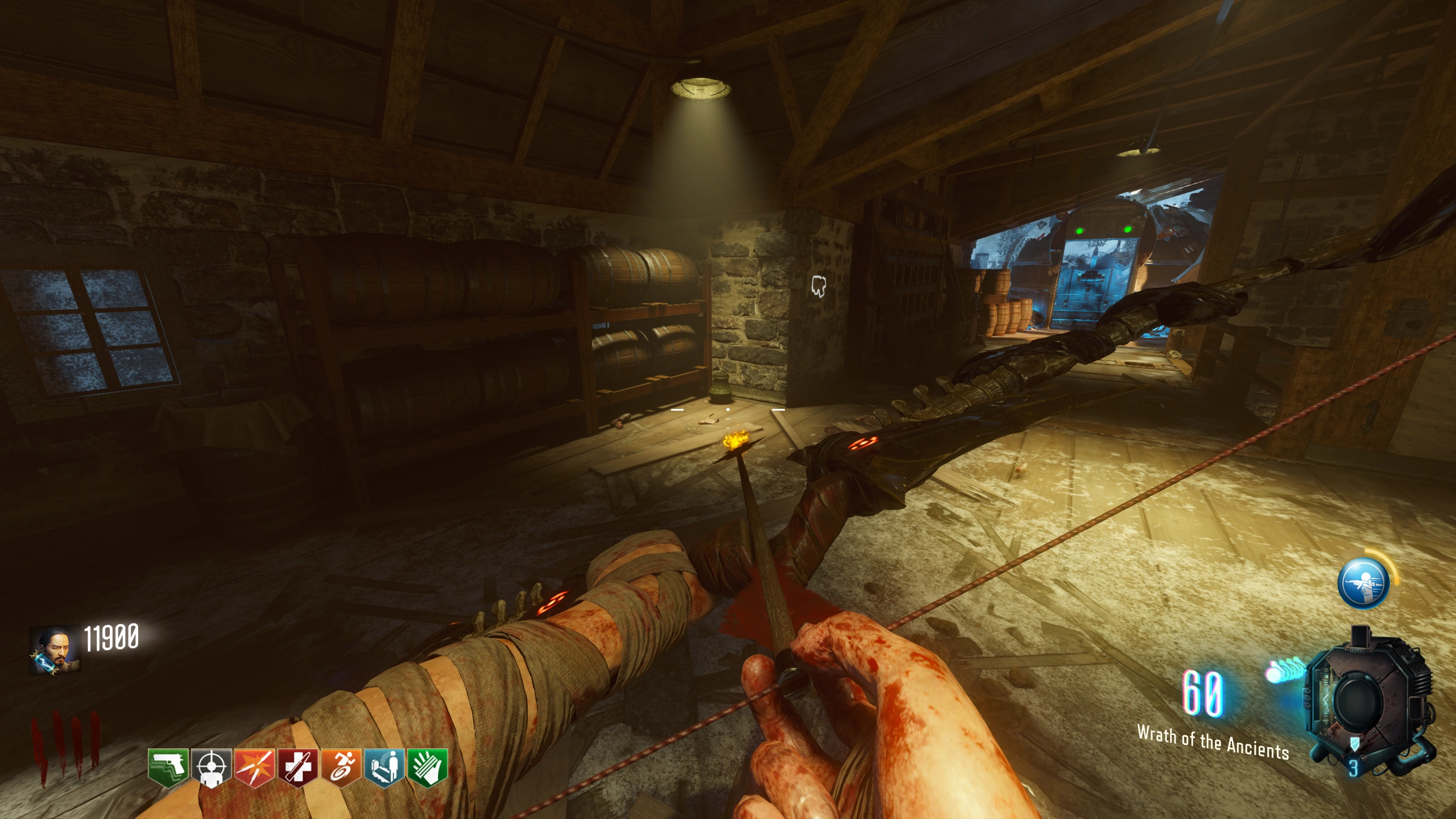 Charge this urn above Double Tap, then aim out its window toward the mountain.