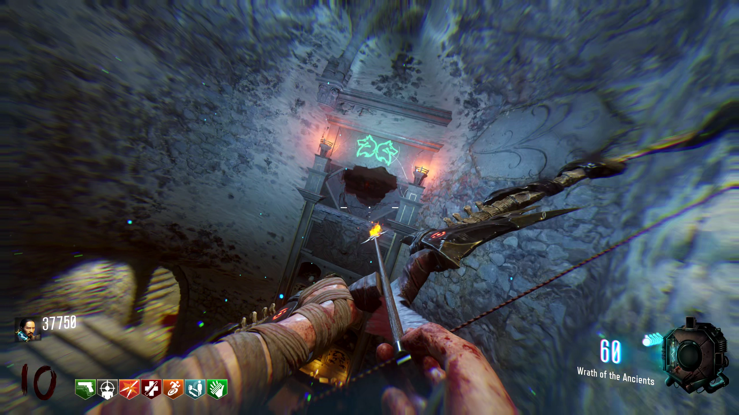 Shoot the emblem while wall-running.