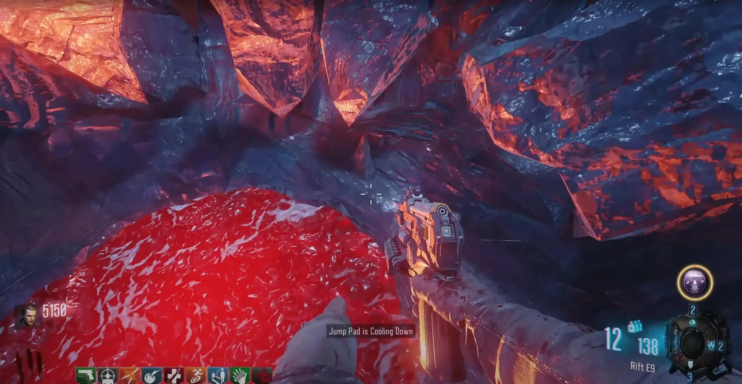 Look for this added pointed rock beside a jump pad.