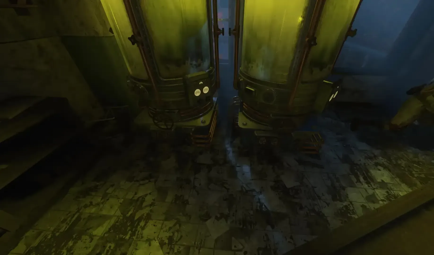Verrückt · Between the green test-subject tanks.