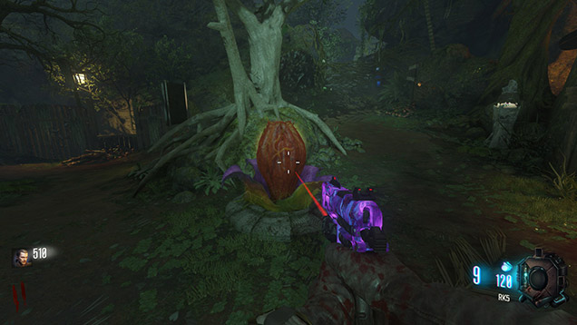 An ordinary circular stone planter with a grown pod. Find an empty ring like this to plant your seed.