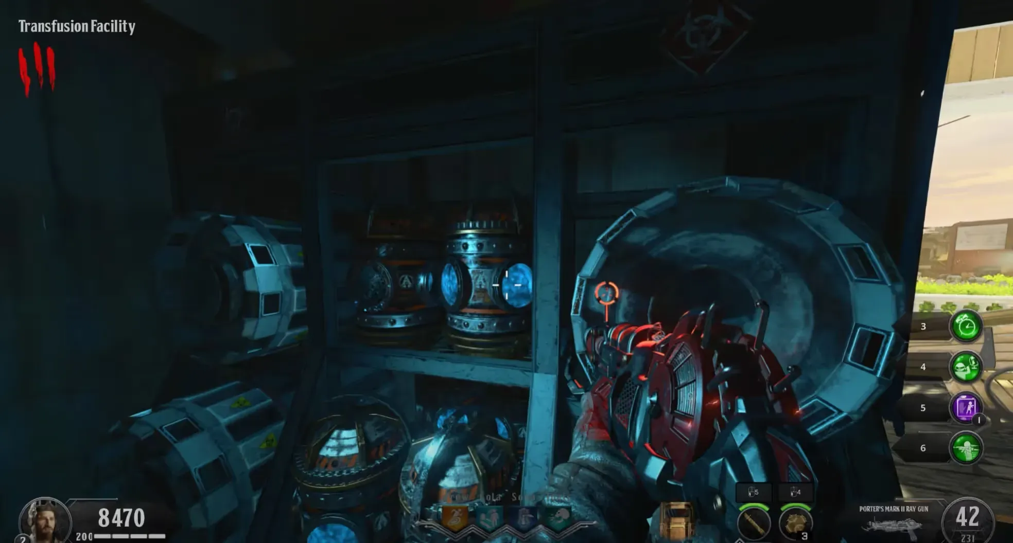 Return Marlton’s canister to this Transfusion Facility rack