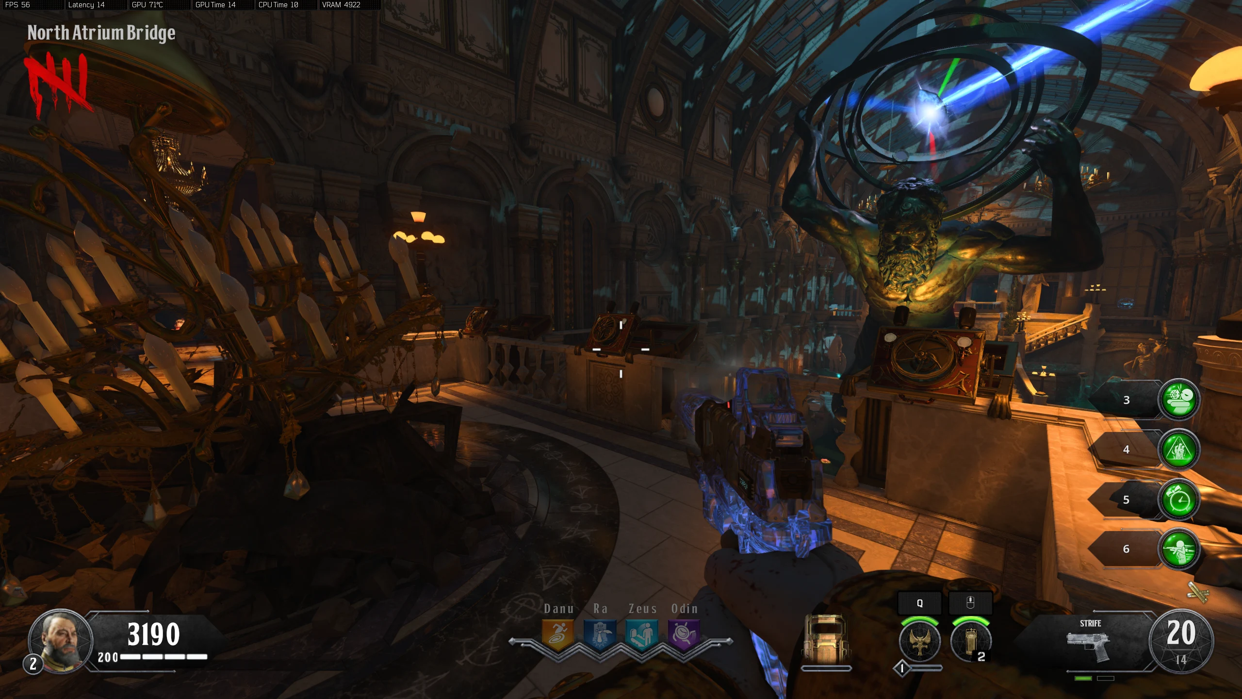 The three ring controls facing Atlas on North Atrium Bridge
