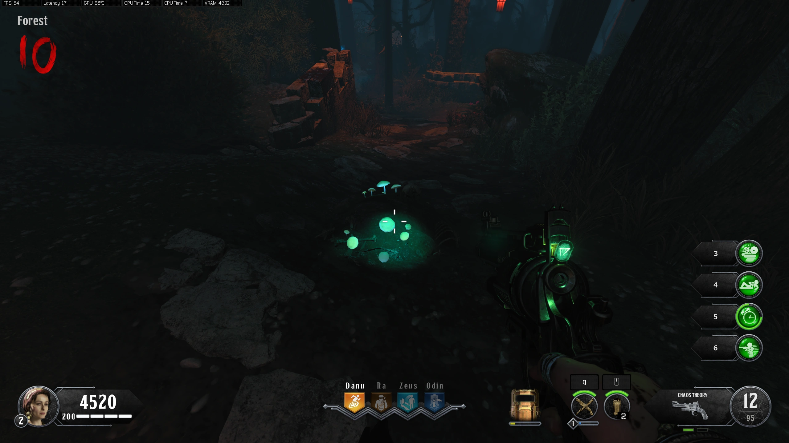 A Forest mound with glowing mushrooms; make an affected enemy dig here