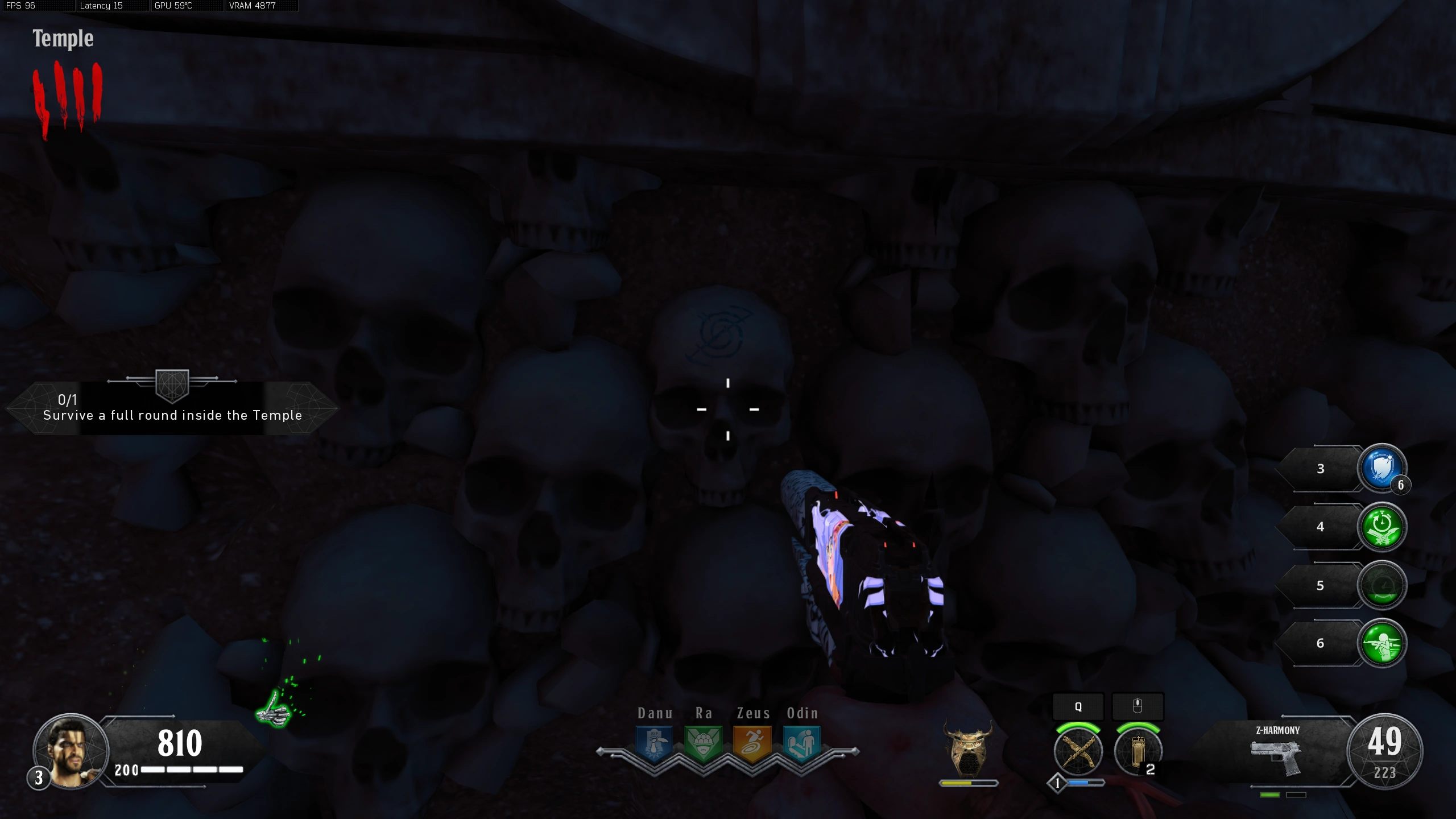 The quest skull has a blue symbol on its forehead; ordinary skulls do not.