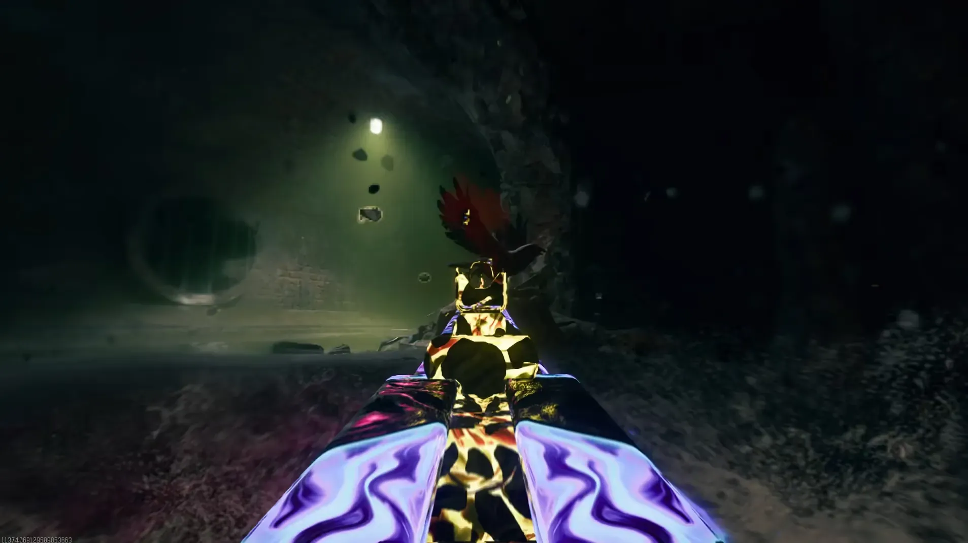 Raven near the end of the cave slide