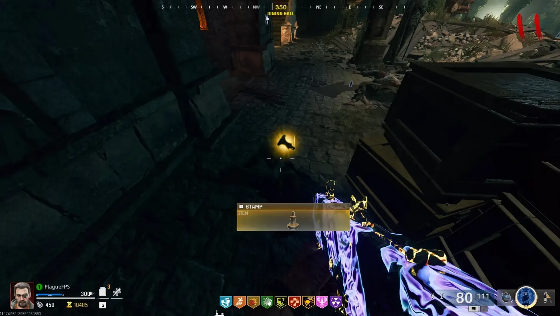 A Stamp dropped by a helmeted zombie