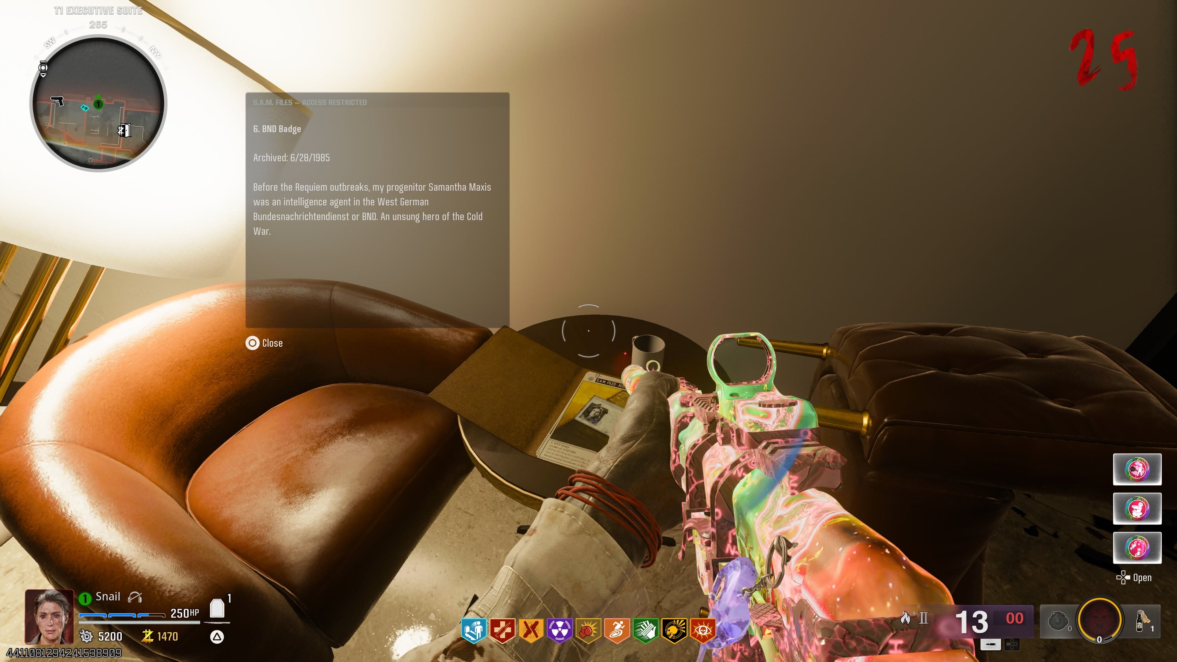 BND Badge: Executive Suite coffee table, or Teleportation Lab terminals