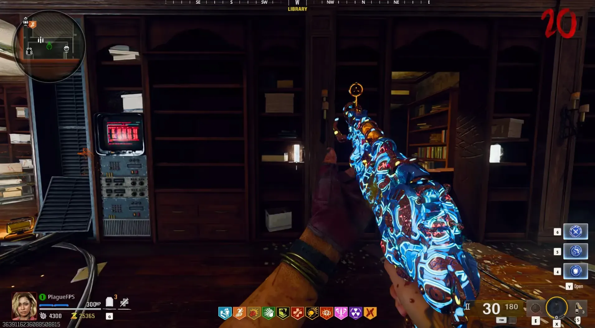 The three highlighted Library books; use the confirmation glow to establish their order