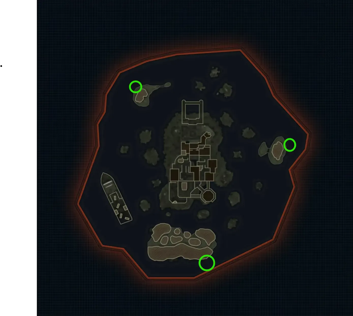 Three toy-boat search locations around the islands; interact with the blinking toy