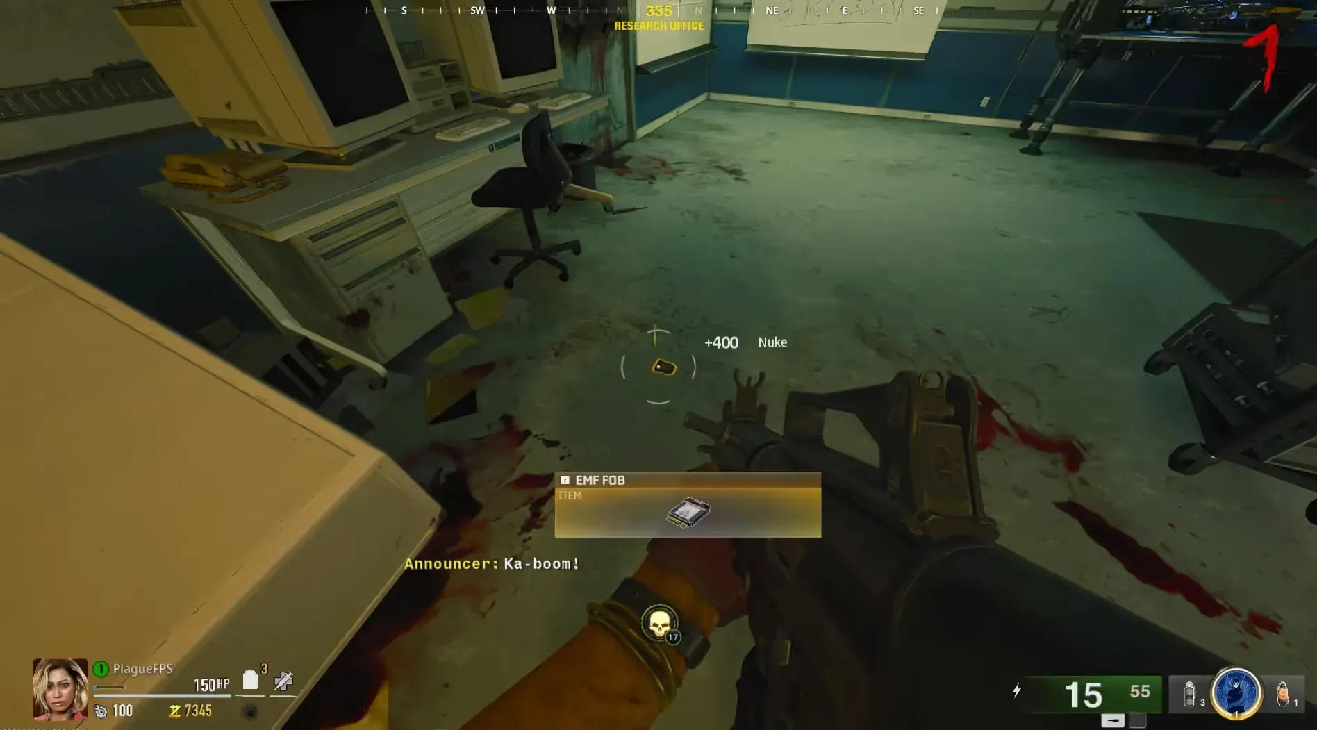 Collect the EMF Fob from the pinned zombie