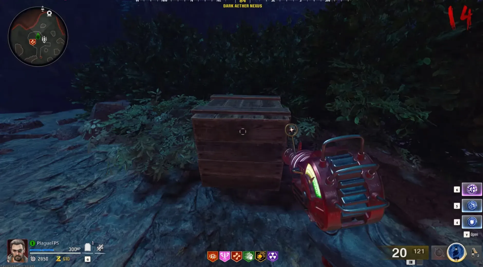 Statue-head crate beside Jugger-Nog