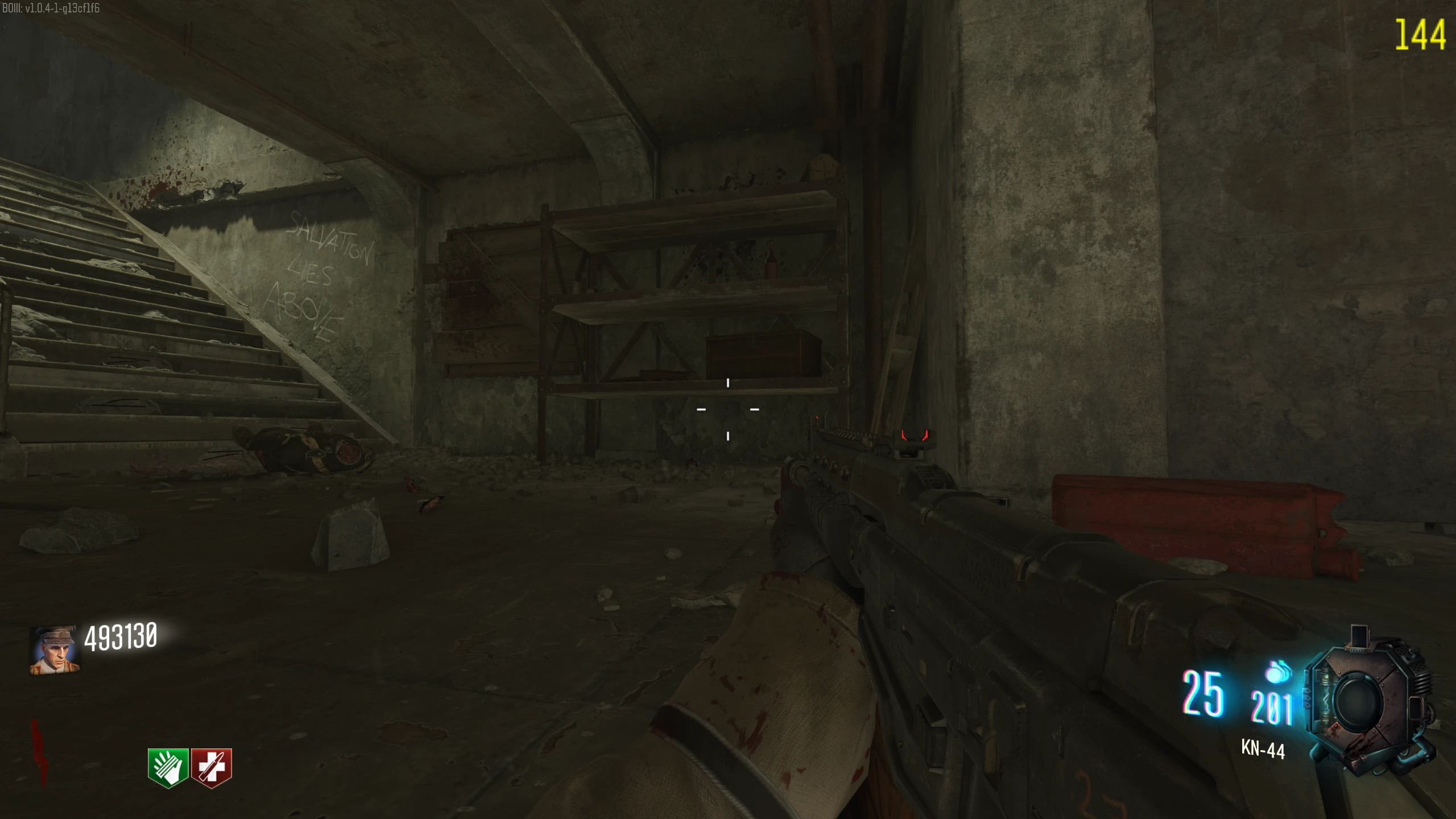 Ground Floor - Under the shelf at the bottom of the stairs in the Mystery Box Room