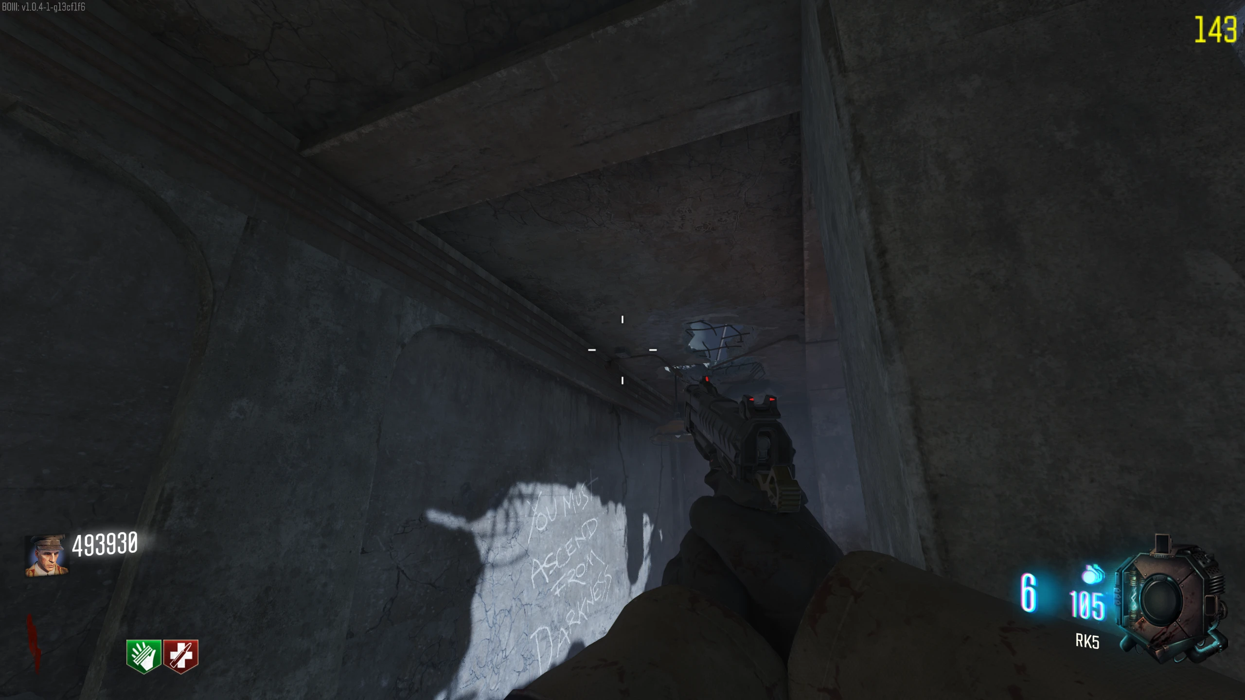 Second Floor - On the ceiling above the stairs in spawn