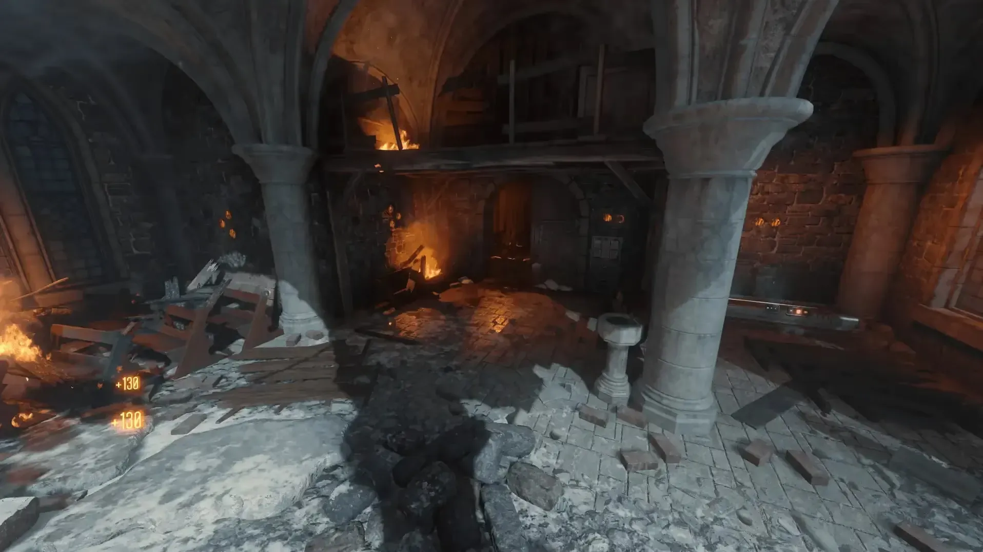 The glowing patterns upstairs in Church, after the cauldrons are complete.