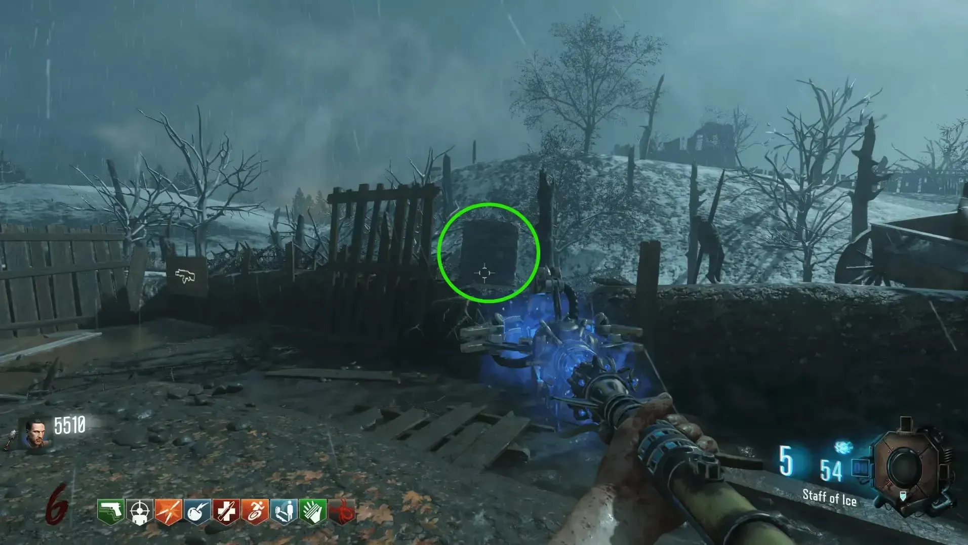 To the right of the MP40 (BO2)/KN-44 (BO3) wall buy