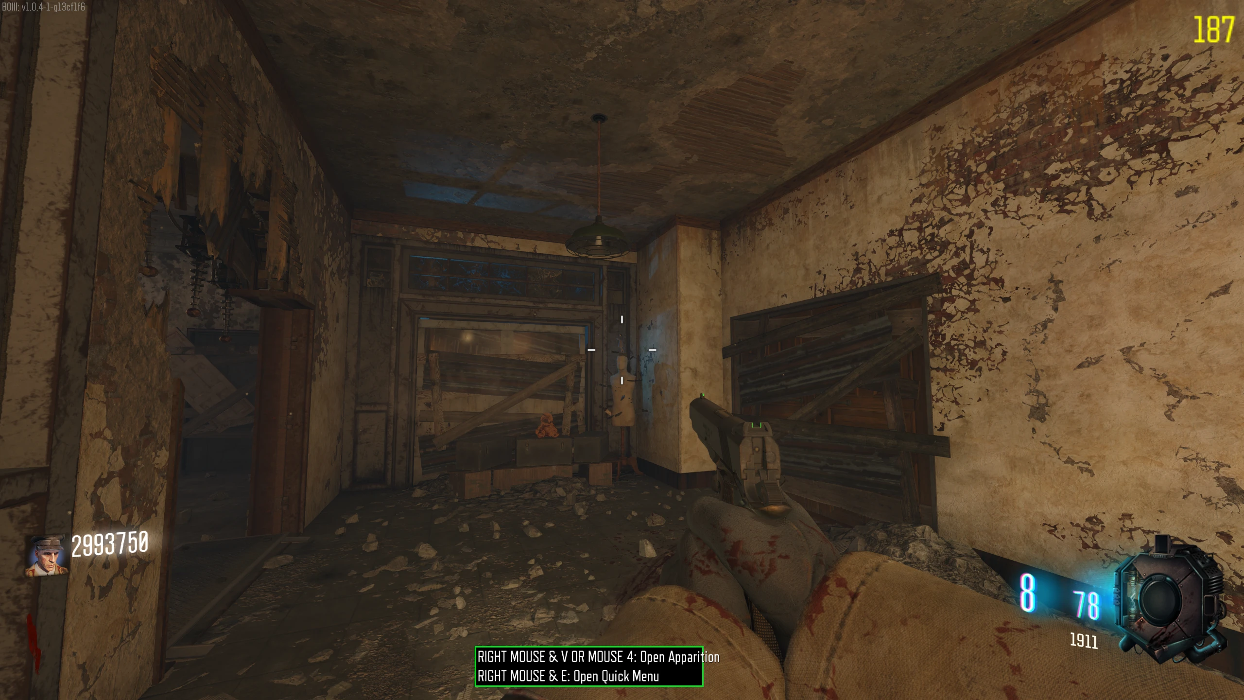 Double Tap Hallway - On top of a mannequin at the top of the stairs from spawn