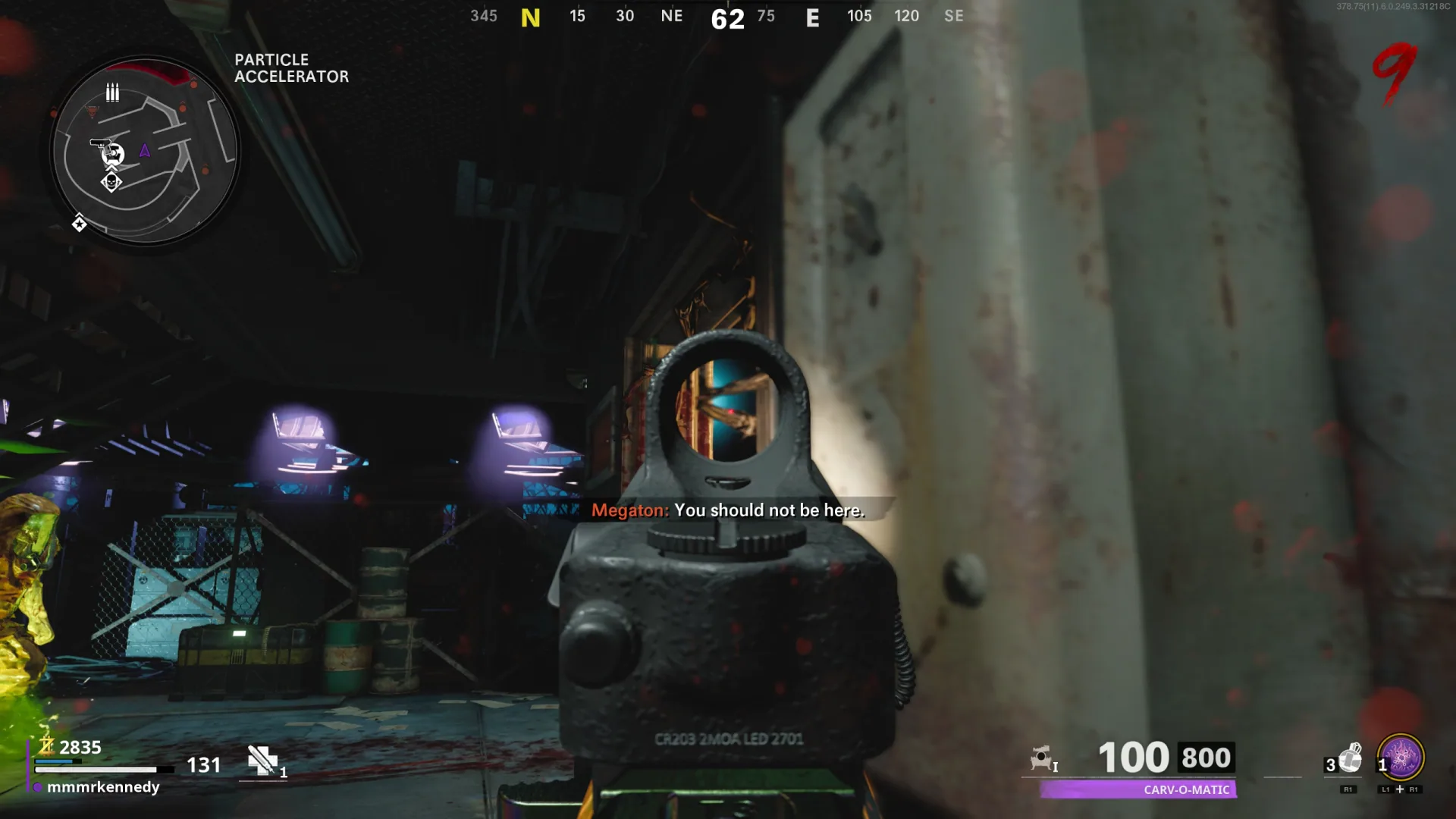 Orb 2: through the lower barrier beneath the stairs