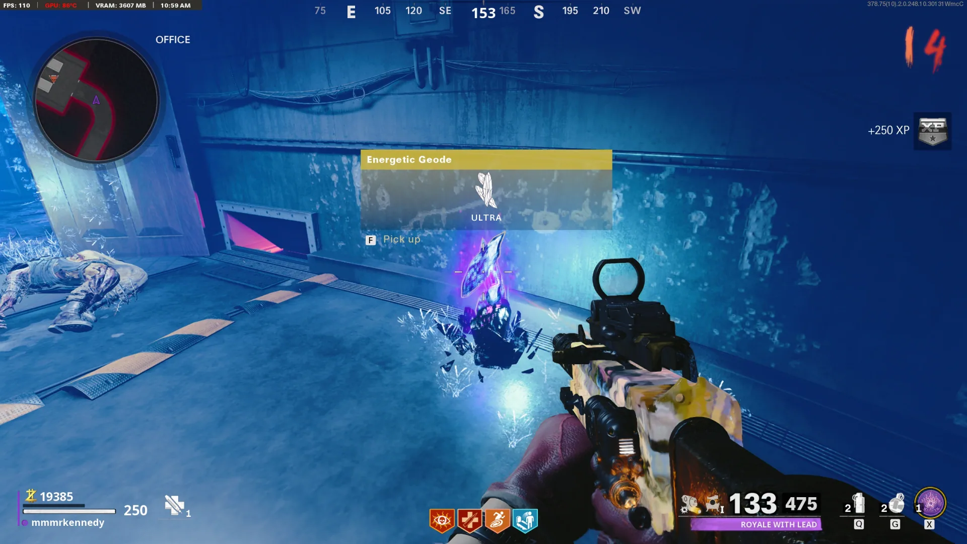 Collect the changed crystal after the beam hits