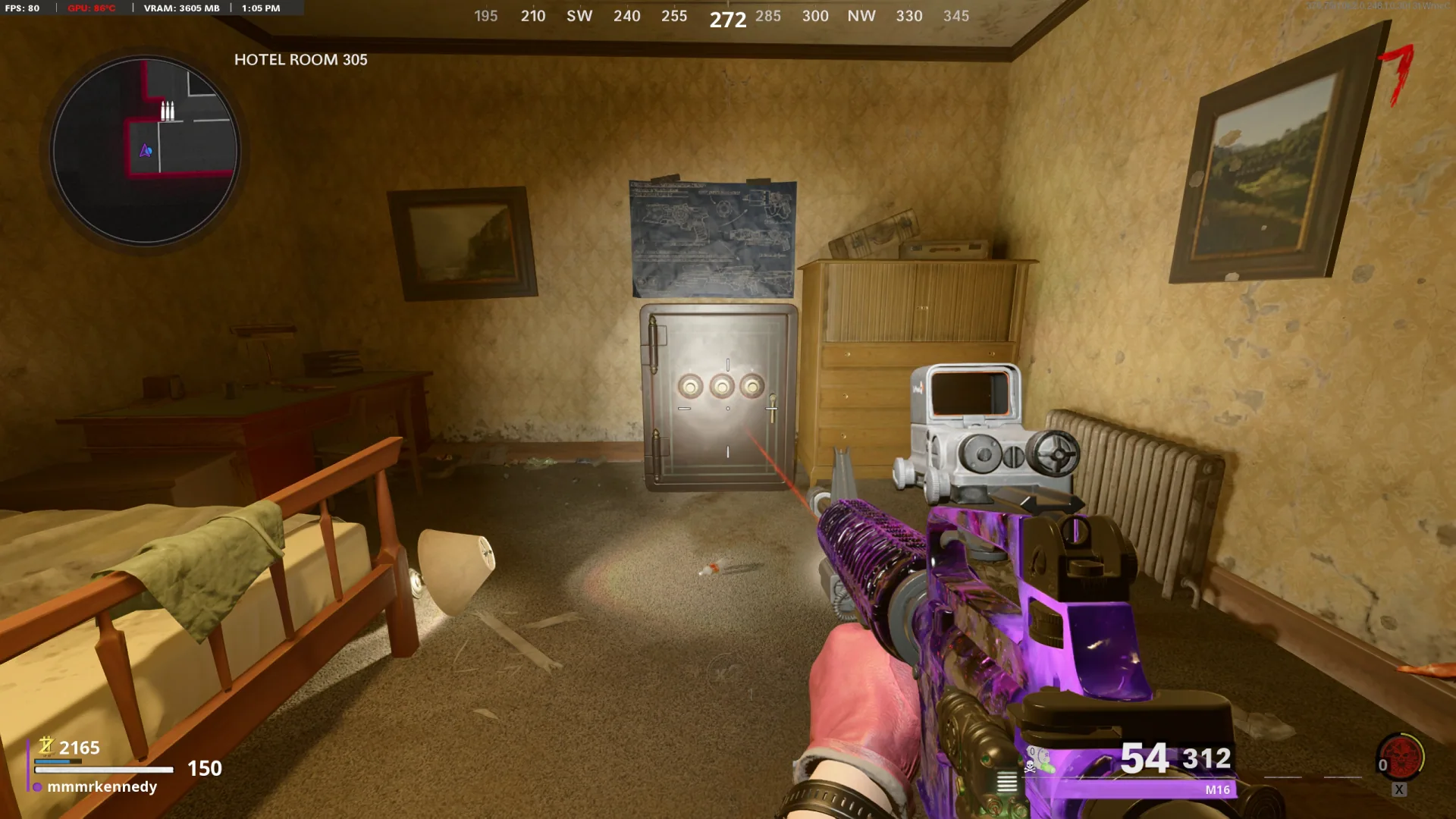 Hotel 305 safe: three separate values, left to right