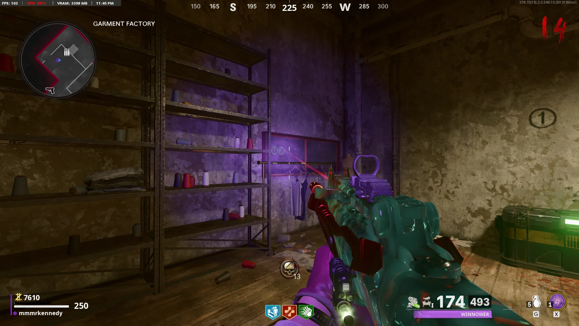 Garment Factory: Chalkboard beside ammo crate