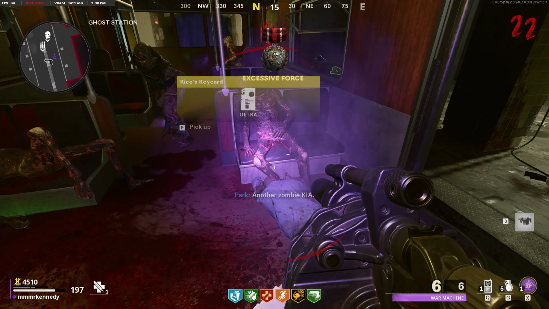 Rico’s Keycard on the body inside the train